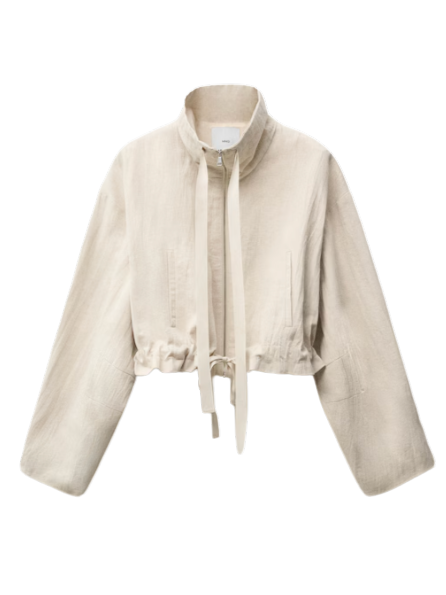 Crop jacket in cotton and linen mixed