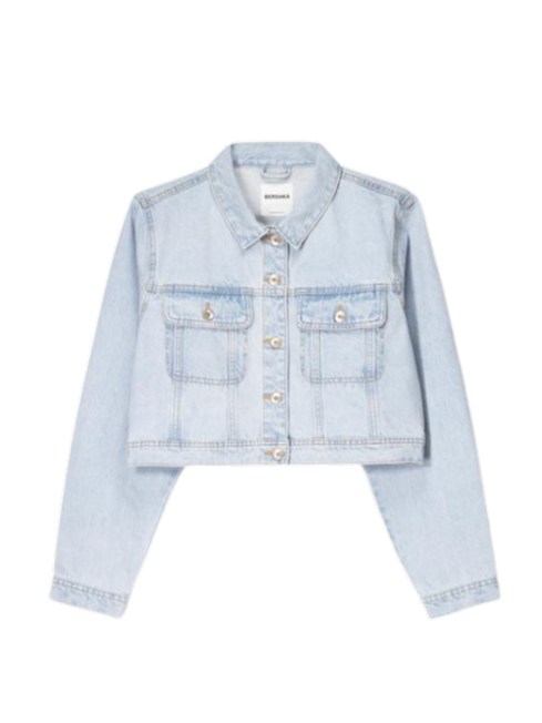 Giubbotto cropped in denim