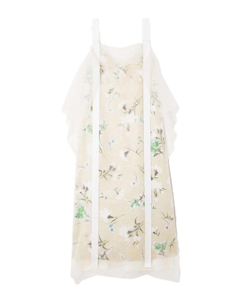 Organza-Trimmed Floral Midi