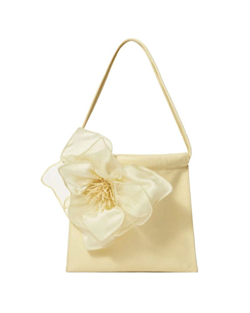 Floral-Appliqué Leather Pouch