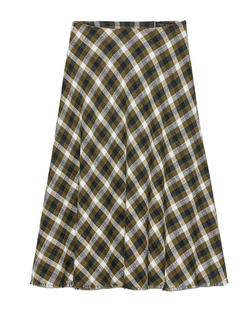 Checkered Midi Skirt