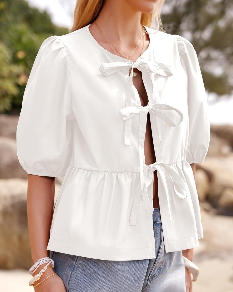 Tie Front Peplum Blouse Tie Front Peplum Blouse