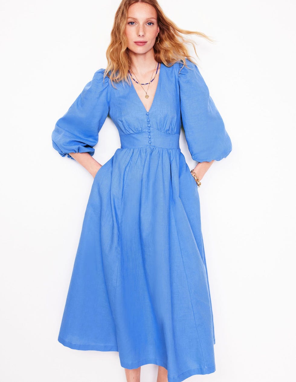 Lola Blouson Maxi Dress Ocean Blue