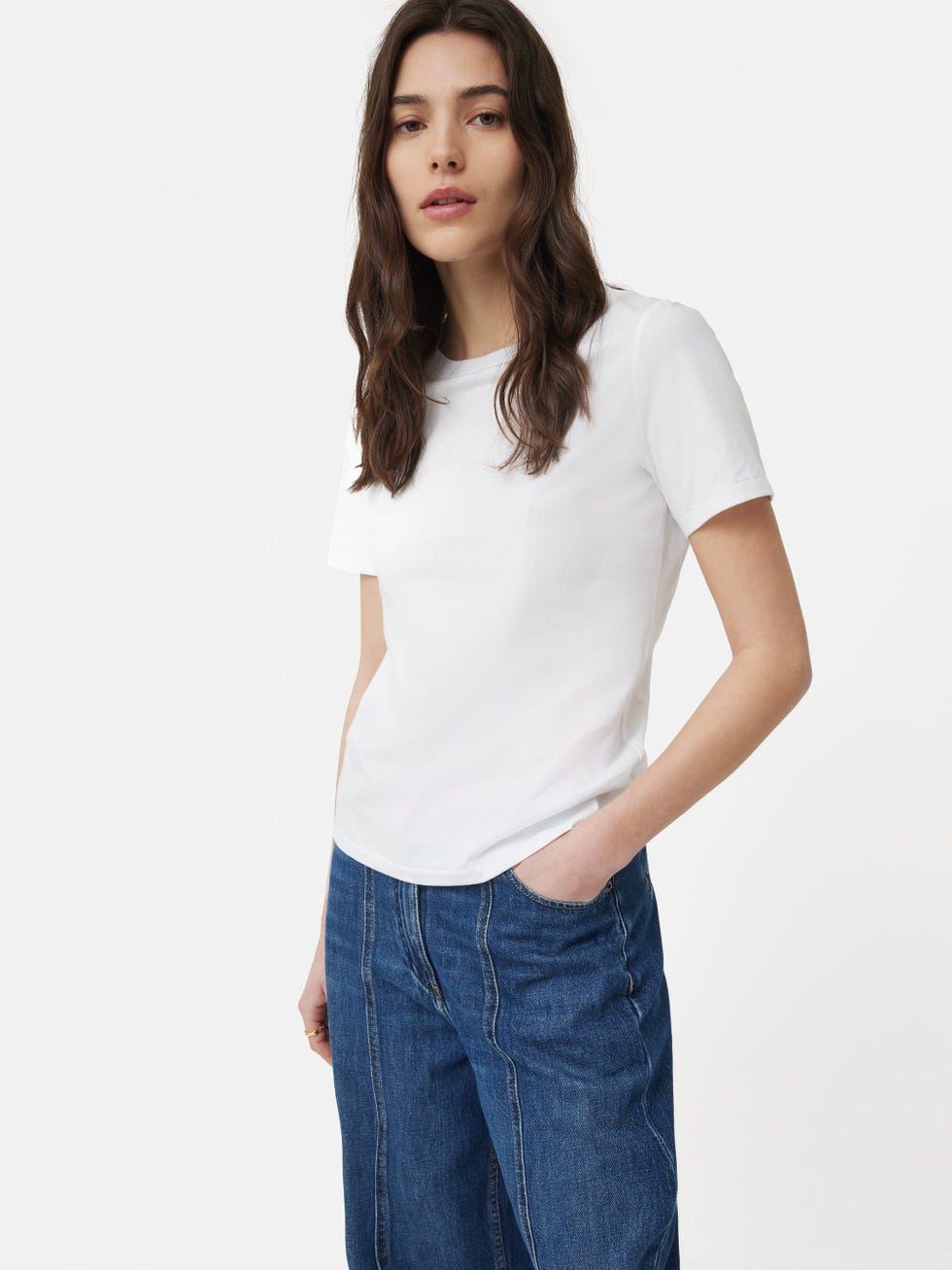Fitted cotton crew neck T-shirt 