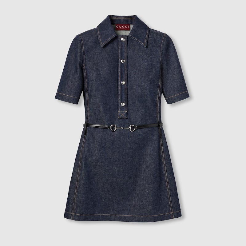 Denim Mini Dress With Horsebit Belt