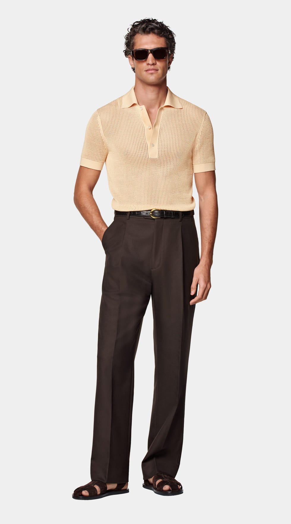 Light Yellow Crochet Polo