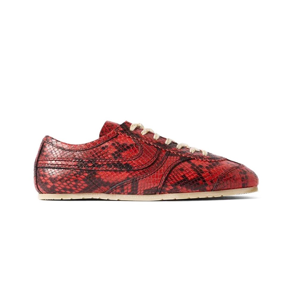 Snake-Effect Leather Sneakers