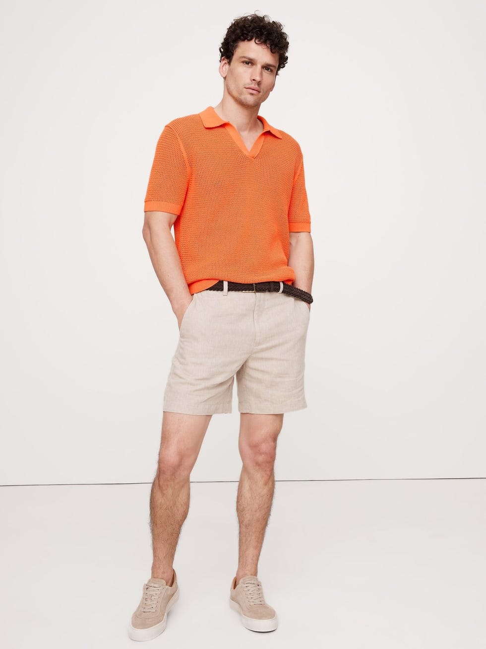 Cotton Zig-Zag Sweater Polo Shirt