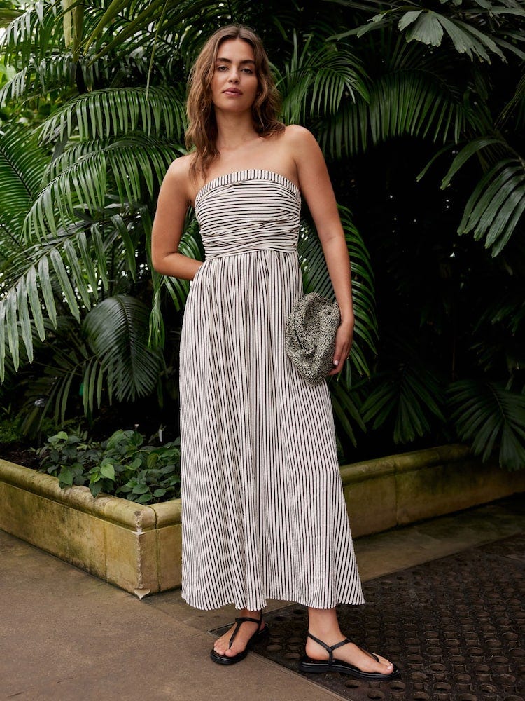 Black/white stripe bandeau dress