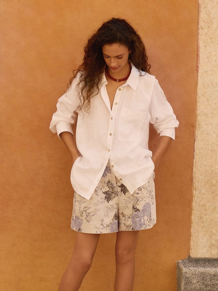 Floral denim 100% cotton shorts
