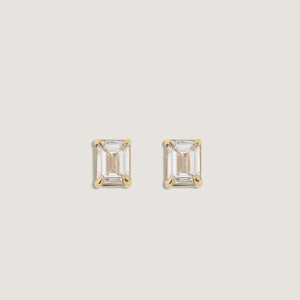 June Emerald Cut Stud Earrings Diamond June Emerald Cut Stud Earrings Diamond