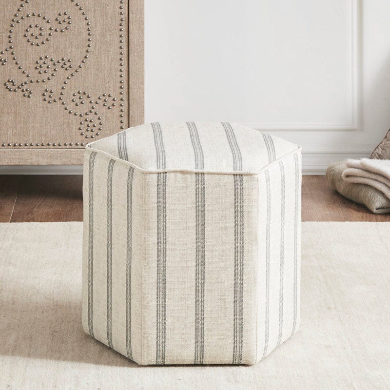 Ellen 18'' Wide Striped Cube Ottoman