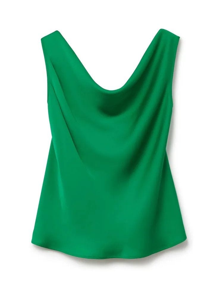 Green SatinCowl Cami Top