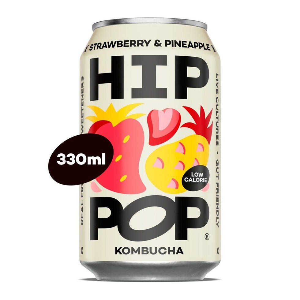 Hip Pop Strawberry & Pineapple Kombucha 4 x 330ml