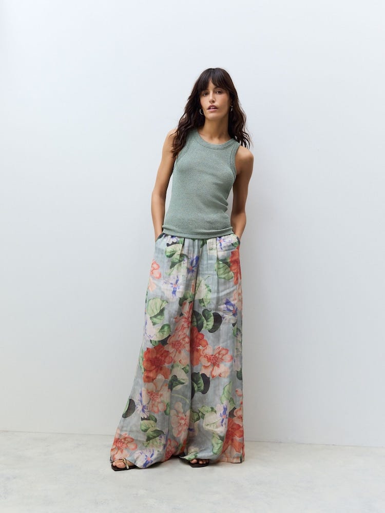 Floral Premium Super Wide Sheer Printed Trousers