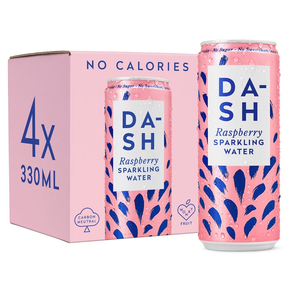Dash Raspberry Sparkling Water 4 x 330ml