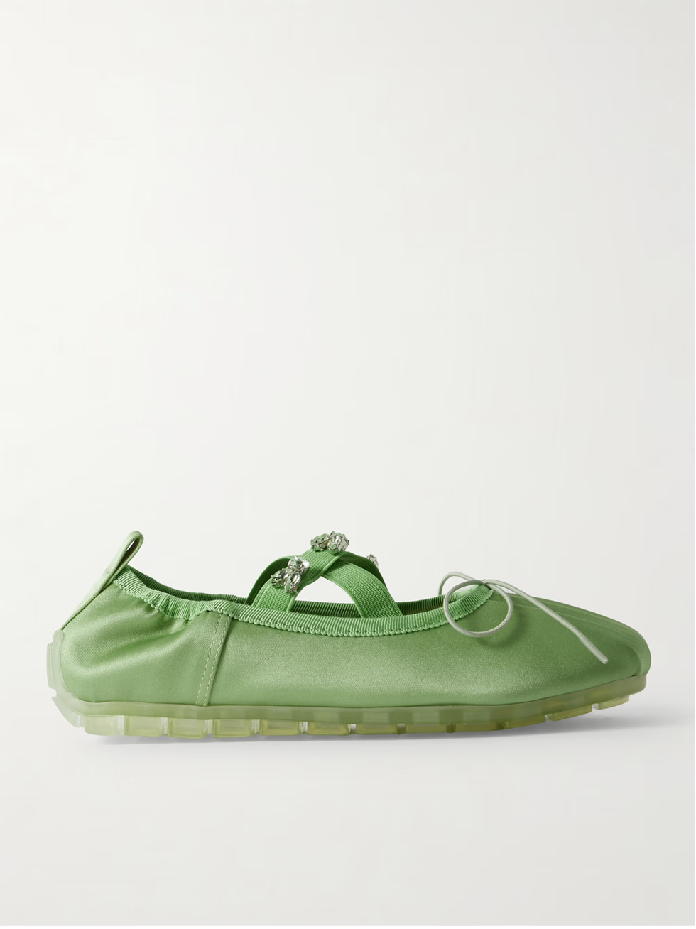 Simone Rocha grosgrain-trimmed crystal-embellished pleated satin ballet flats