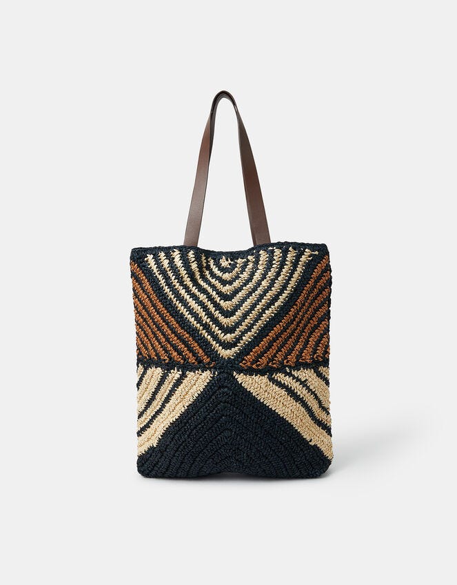 Mix Raffia Tote Bag
