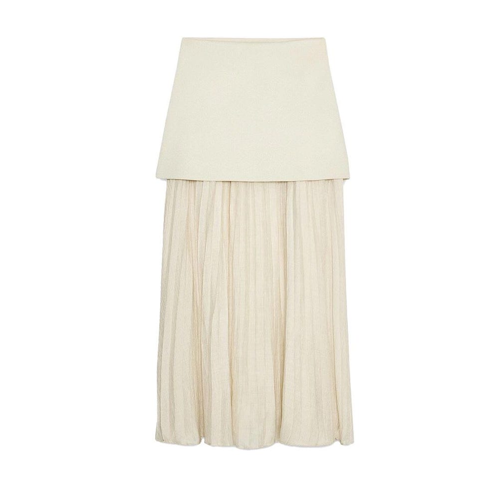Mixed Pleated Knit Skirt