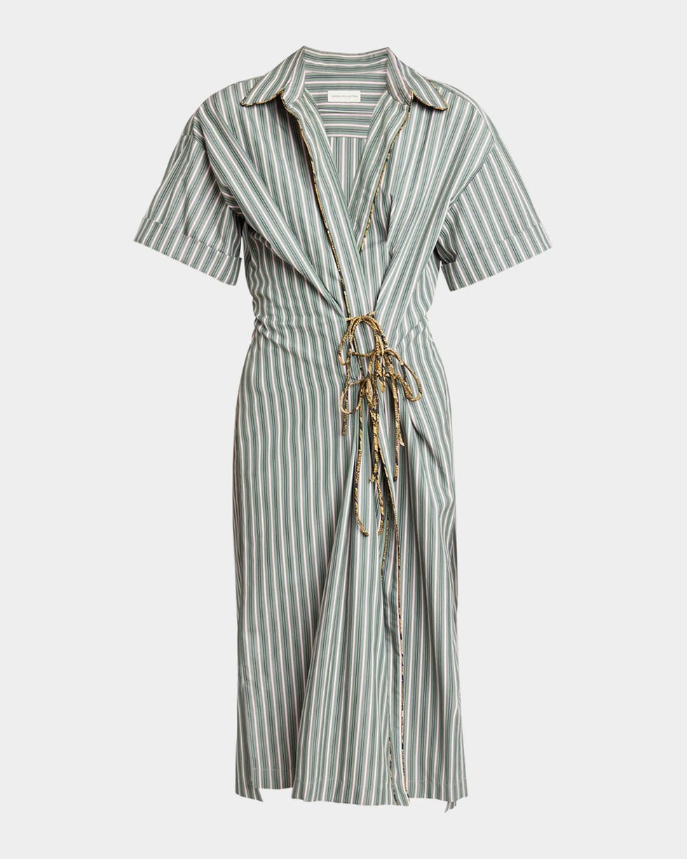 Delicky Striped Wrap Shirtdress