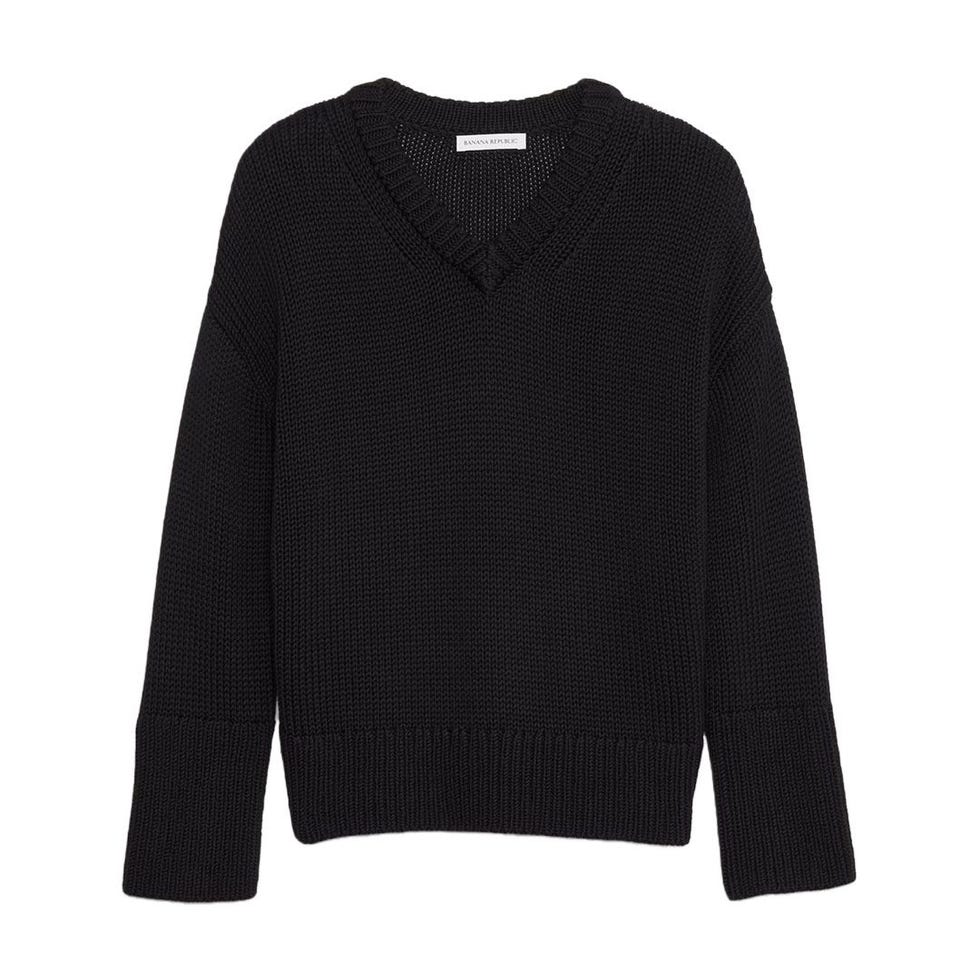 Oversize Cotton V-Neck Sweater