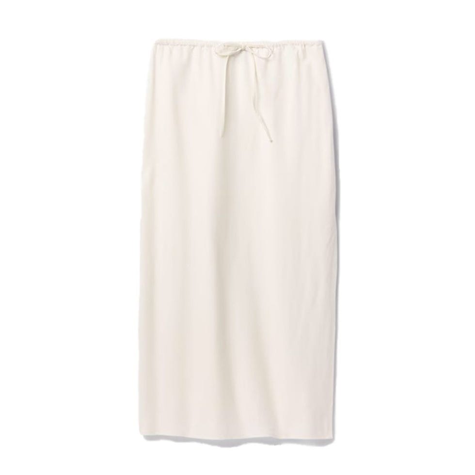 Linen-Blend Midi Skirt