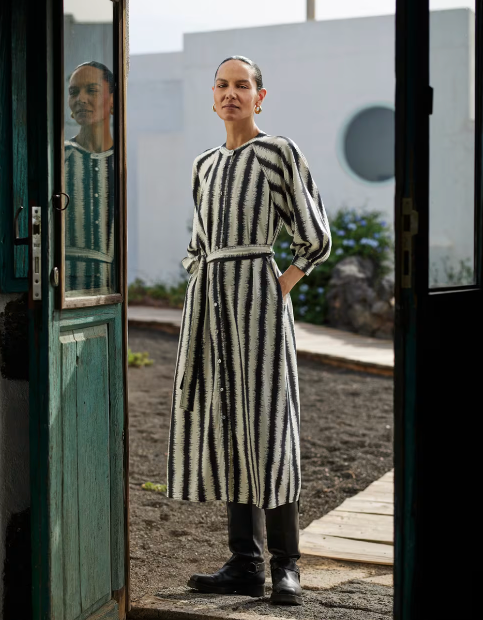 Ivory Hazy Stripe Mabel Dress
