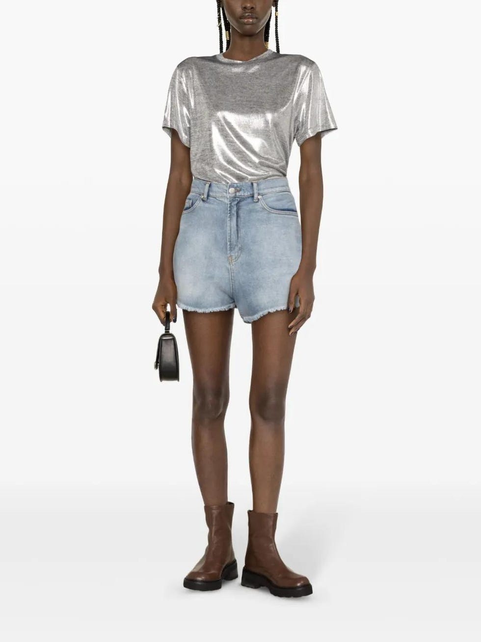 Maje Lamé Round-Neck T-Shirt