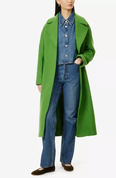 Belted Notch-Lapels Wool Coat
