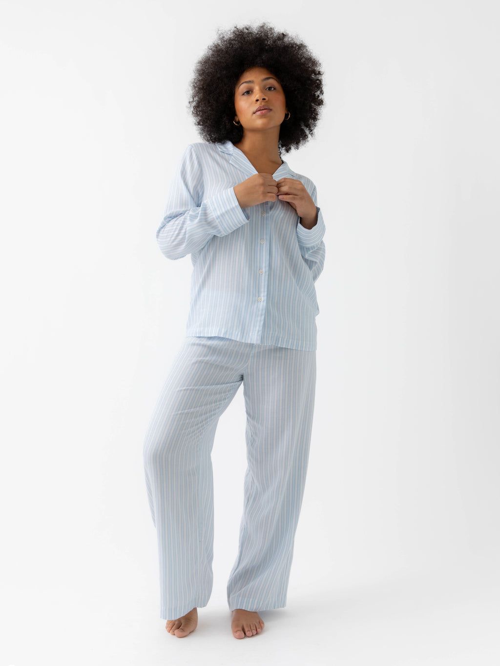 Women's Soft Woven Long Sleeve Pajama Set