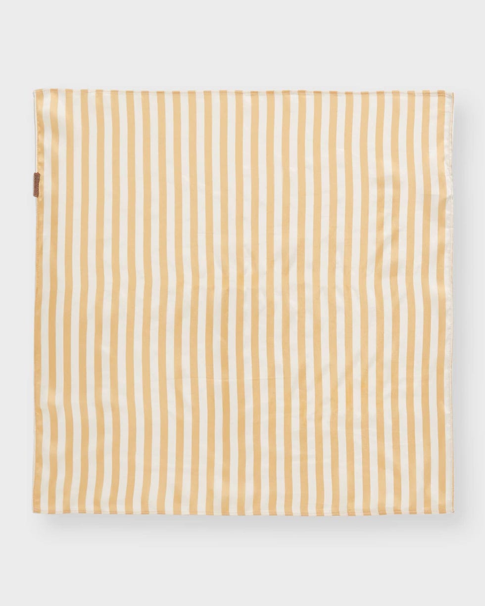 Striped Fluid Twill Foulard With Monili Tab