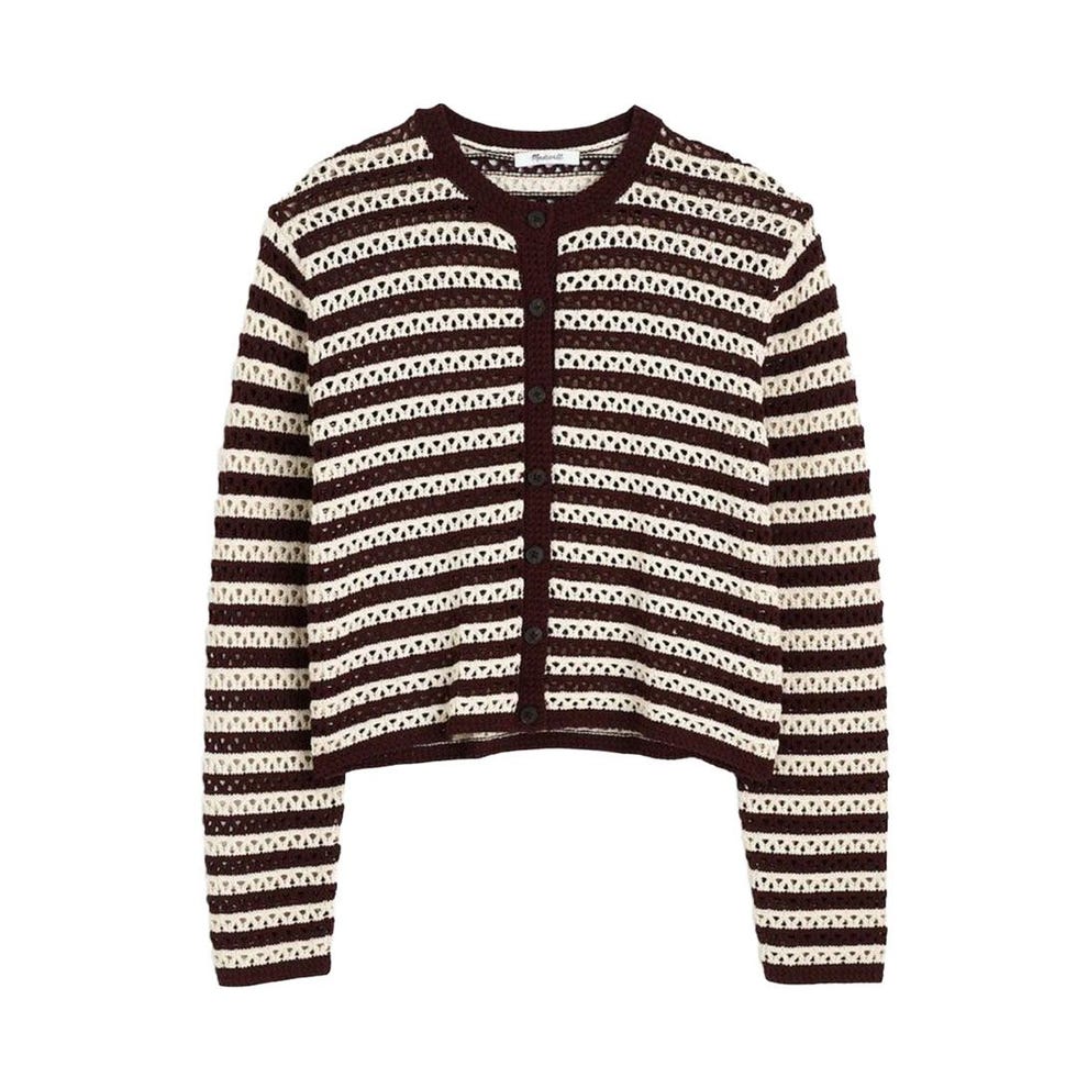 Open-Stitch Crewneck Sweater