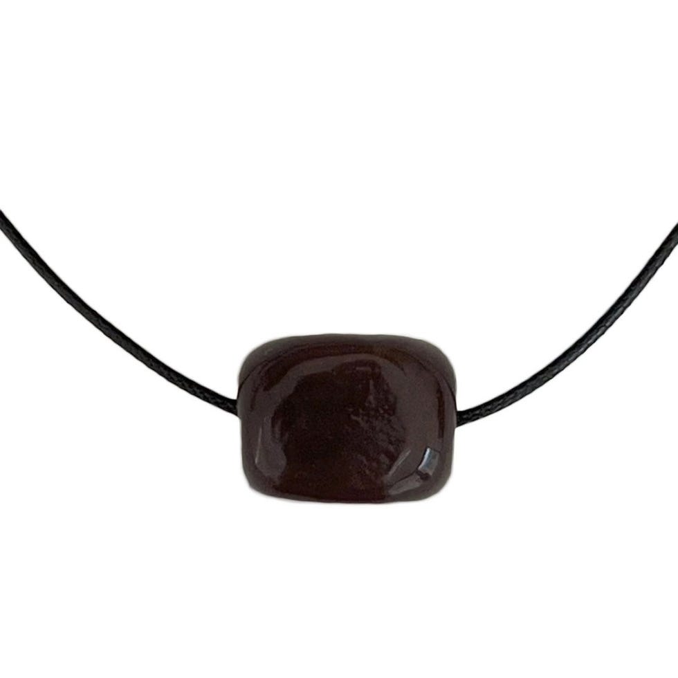 Brown Glass Cube Necklace