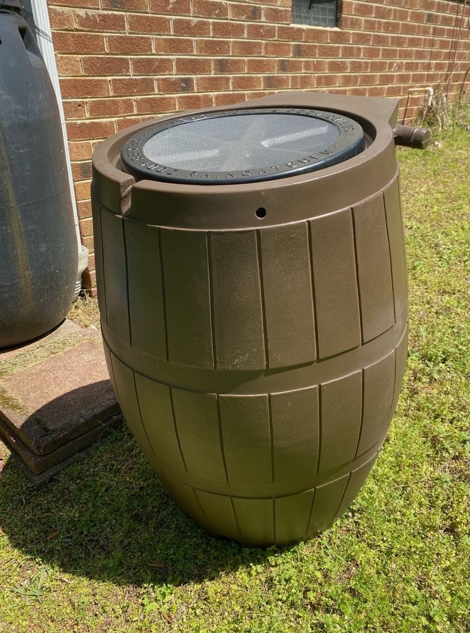 50 Gallons Brown Recycled Plastic Rain Barrel