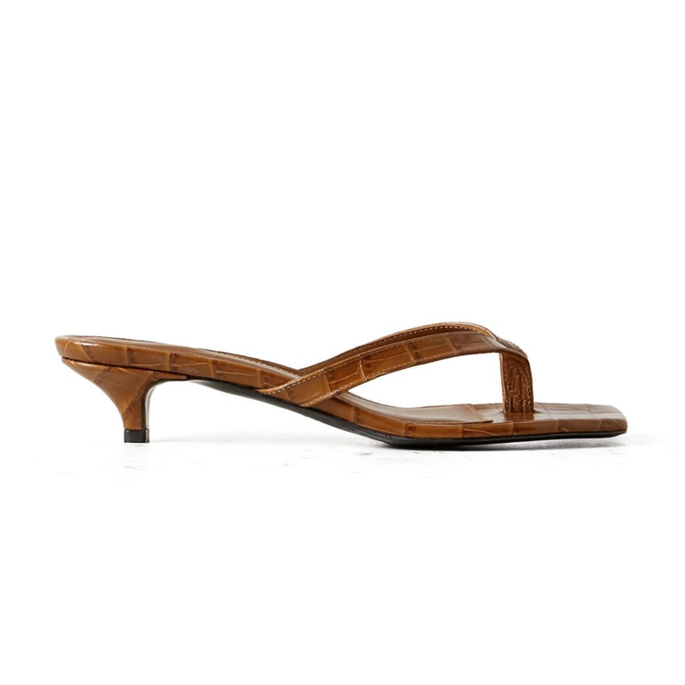 Croc-Effect Leather Sandals