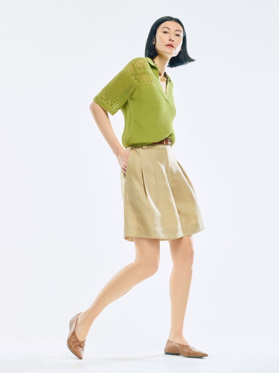 Linen Pleated Bermuda Short