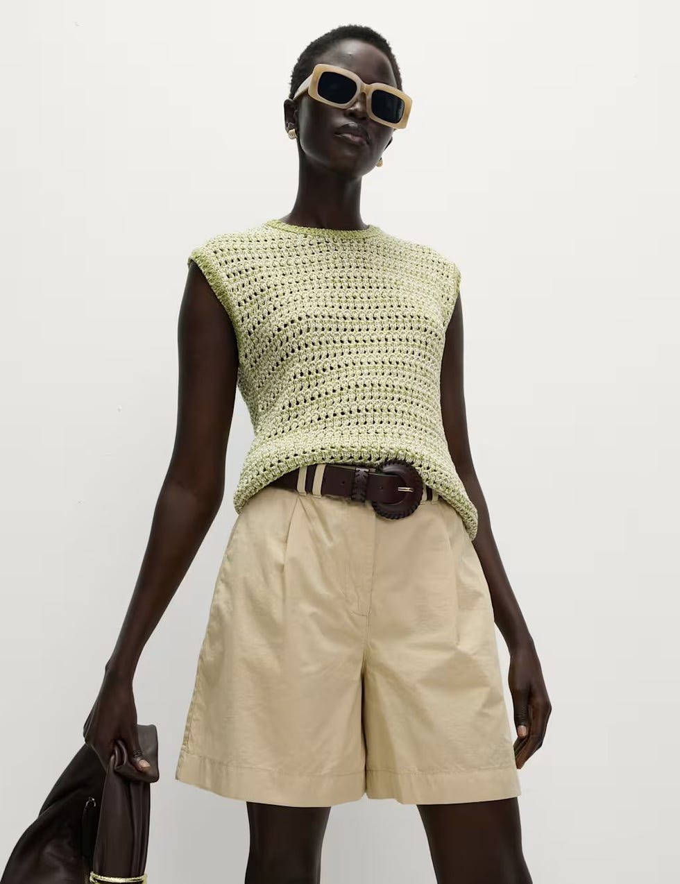 Pure Cotton Pleat-Front Bermuda Shorts
