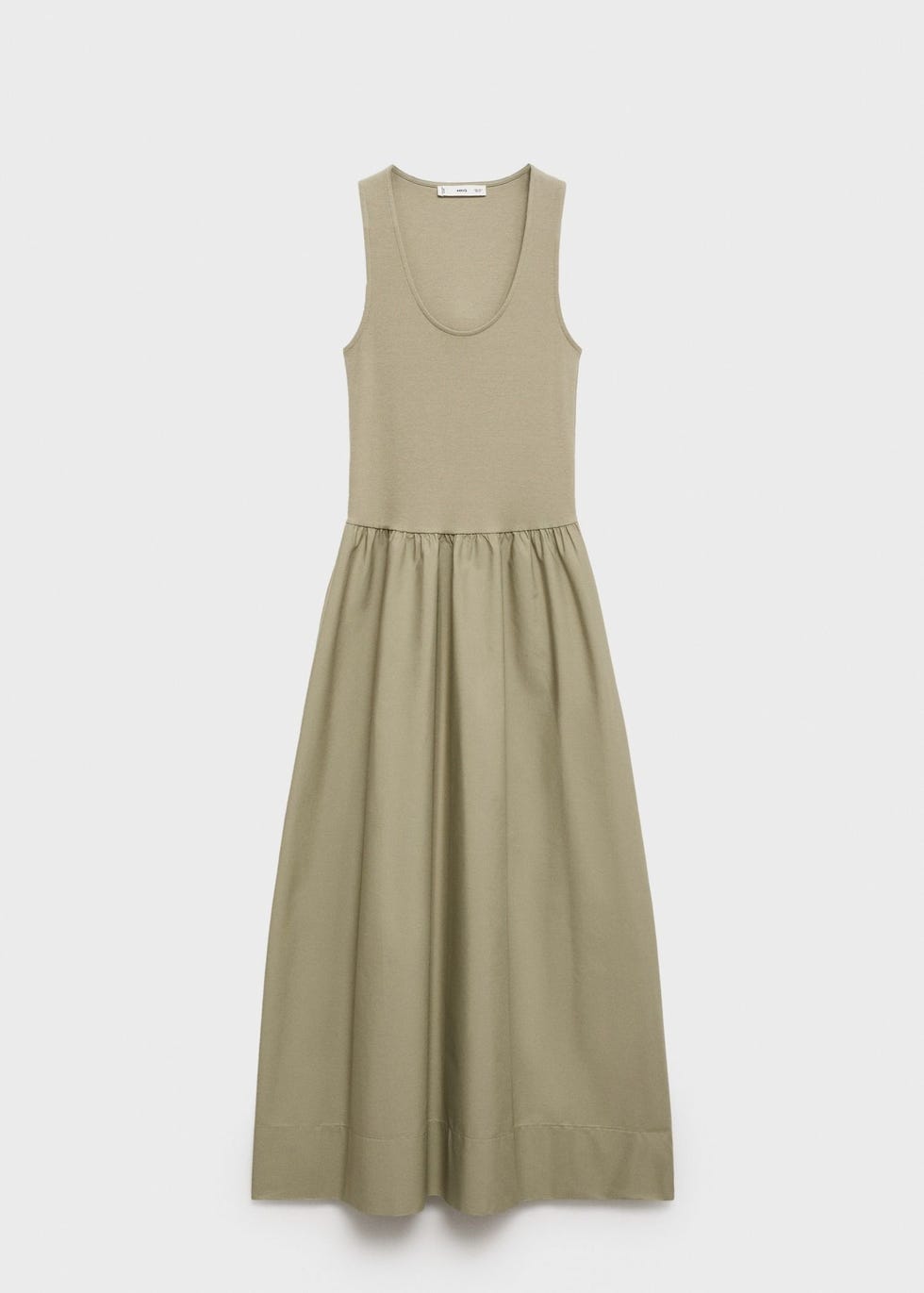 Vestido en tejido combinado kaki