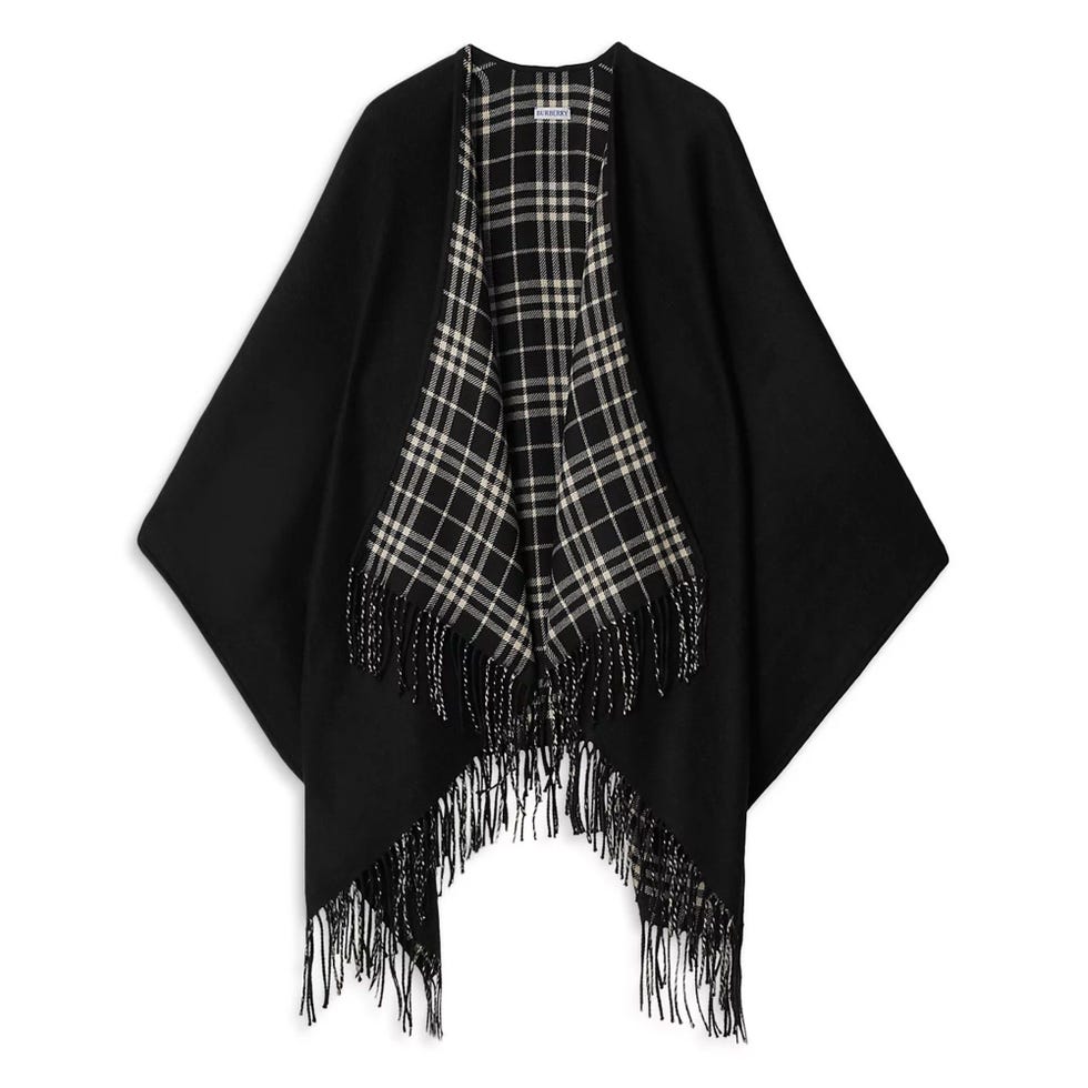 Reversible Check Wool Cape