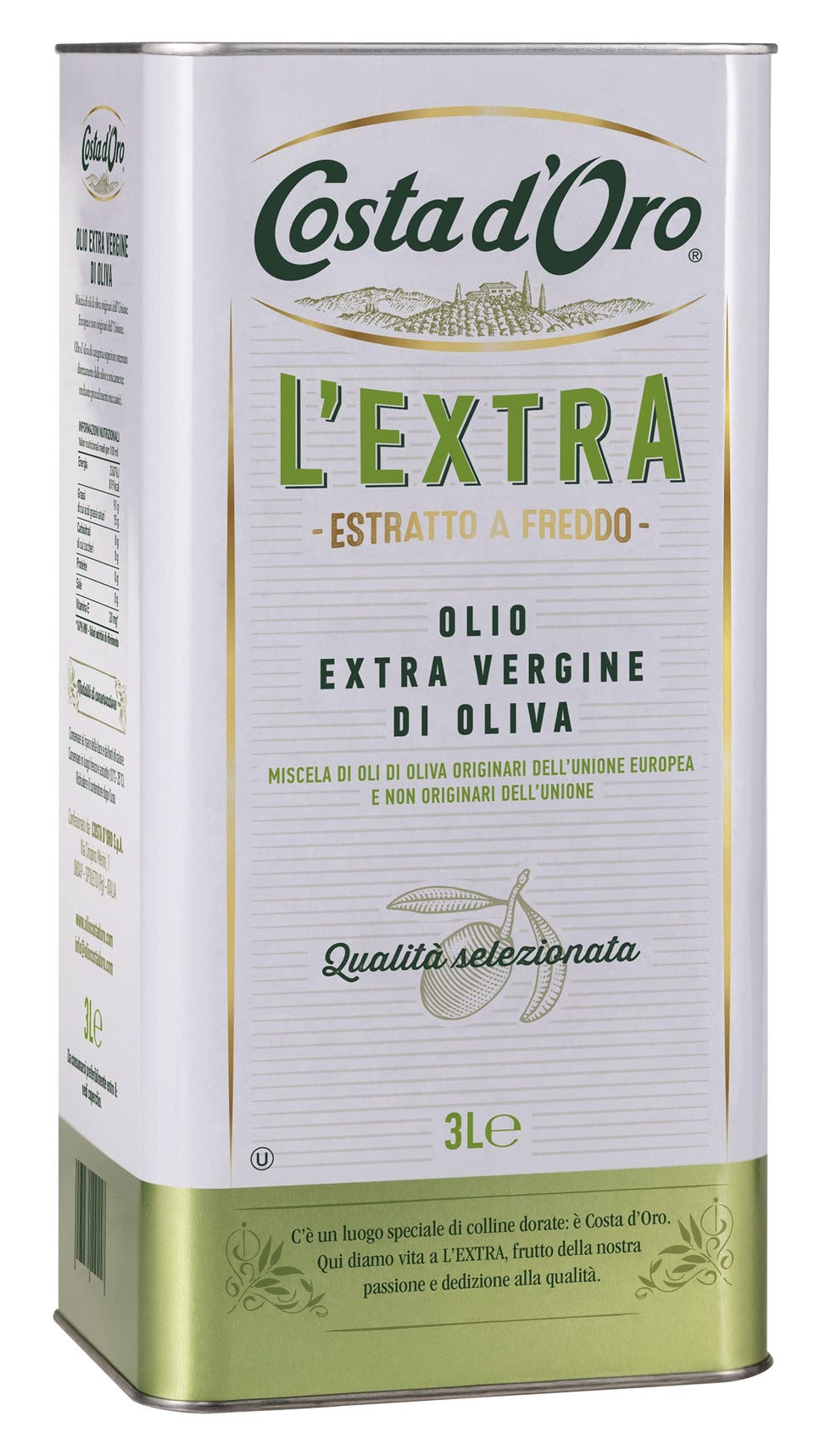 Costa d’Oro Olio Extravergine di oliva estratto da 3 litri