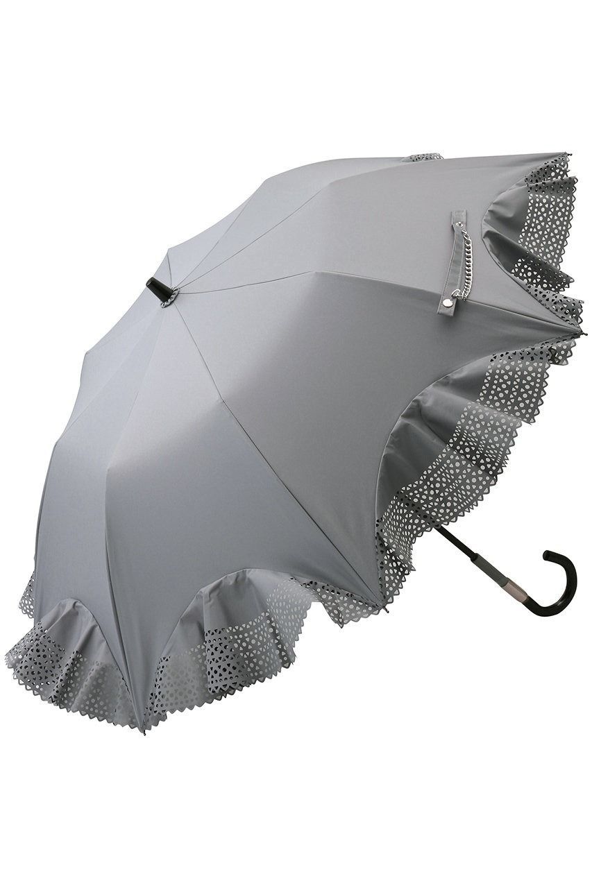 グレイシー　晴雨兼用フリルたっぷり　日傘　シルバーグレー グレイシー晴雨兼用フリルたっぷり日傘シルバーグレー