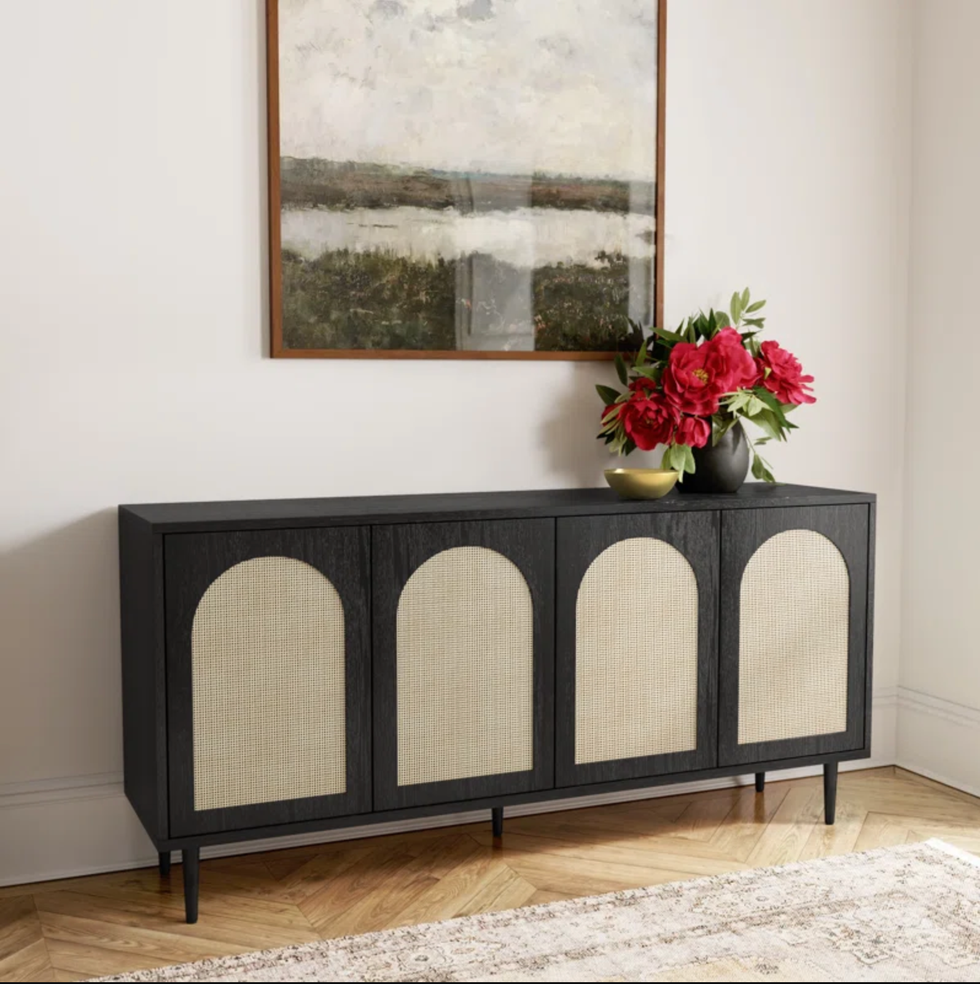 Emily 63" Wide Rattan Sideboard with Adjustable Shelves