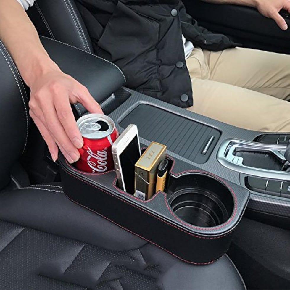 Leather Cup Holder Console Organizer