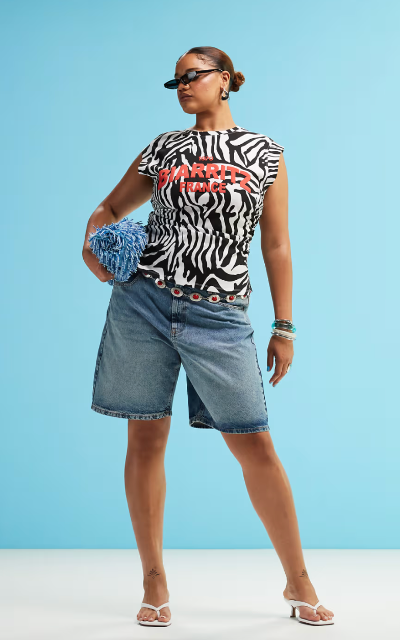 Curve denim bermuda short on midwash blue
