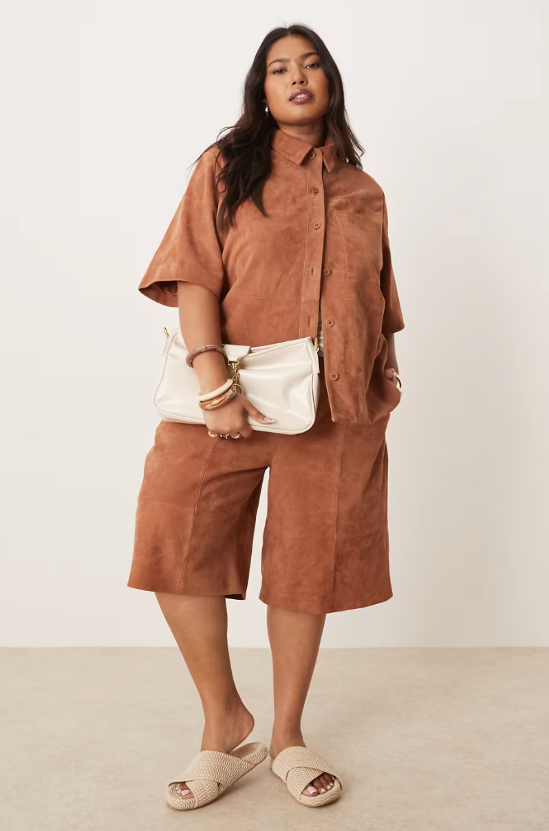 Curve suede bermuda shorts