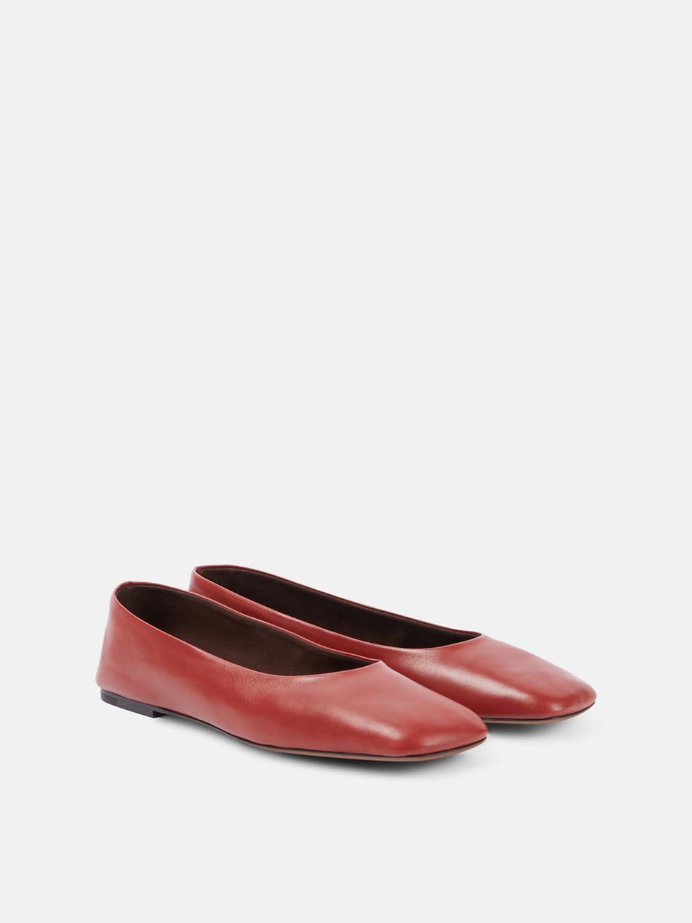 The Row square leather ballet flats