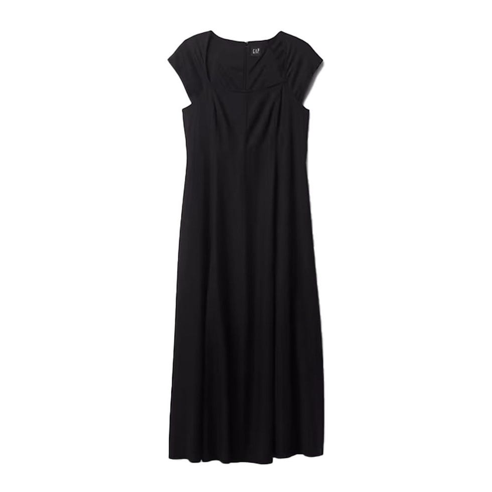 Linen-Blend Cap-Sleeve Maxi Dress
