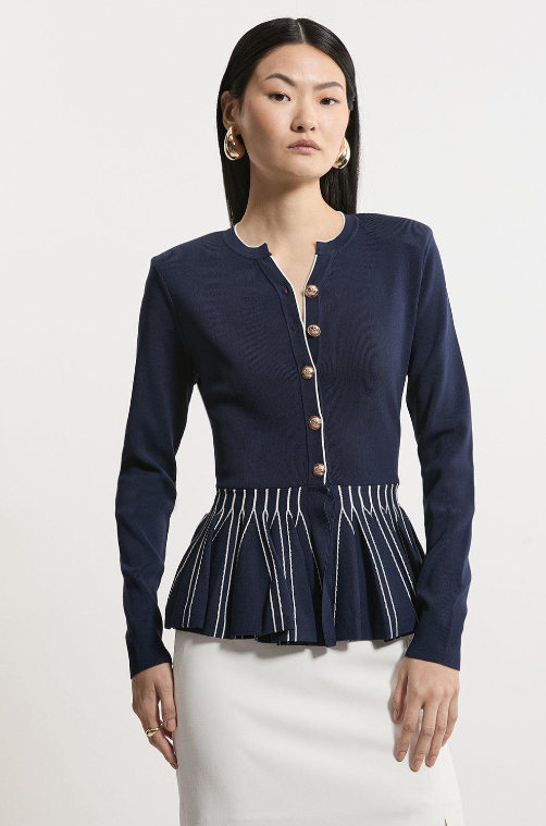 Viscose Blend Knit Peplum Jacket