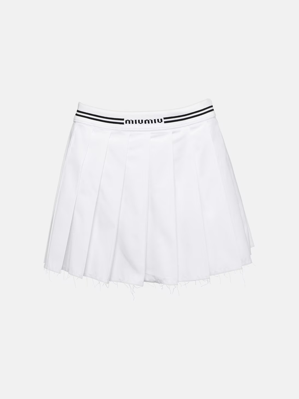 Miu Miu logo pleated cotton miniskirt