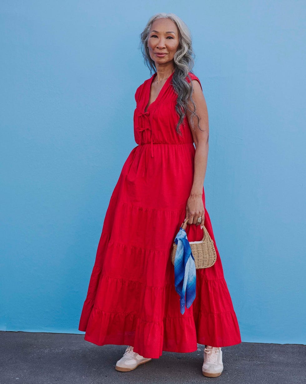Pure Cotton Tie Front Tier Maxi Dress